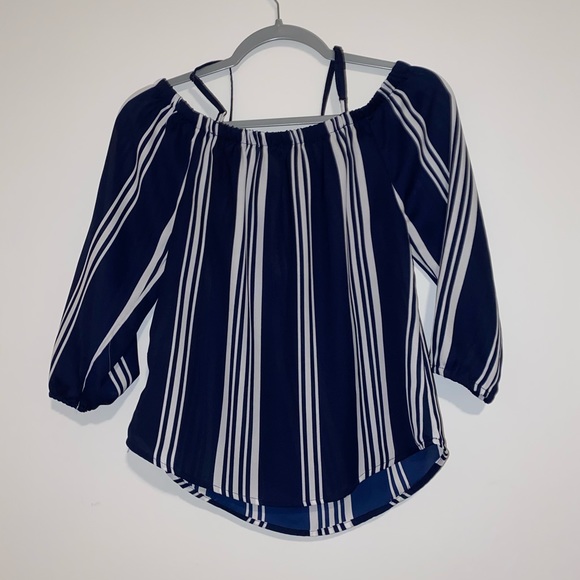 stripe off the shoulder top - Picture 3 of 3